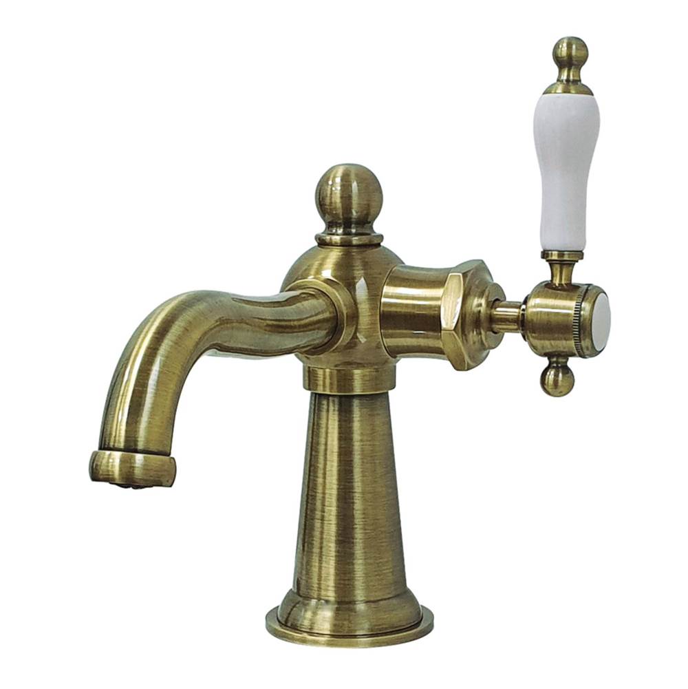 Kingston Brass Nautical Single-Handle Bathroom Faucet with Push Pop-Up, Antique Brass